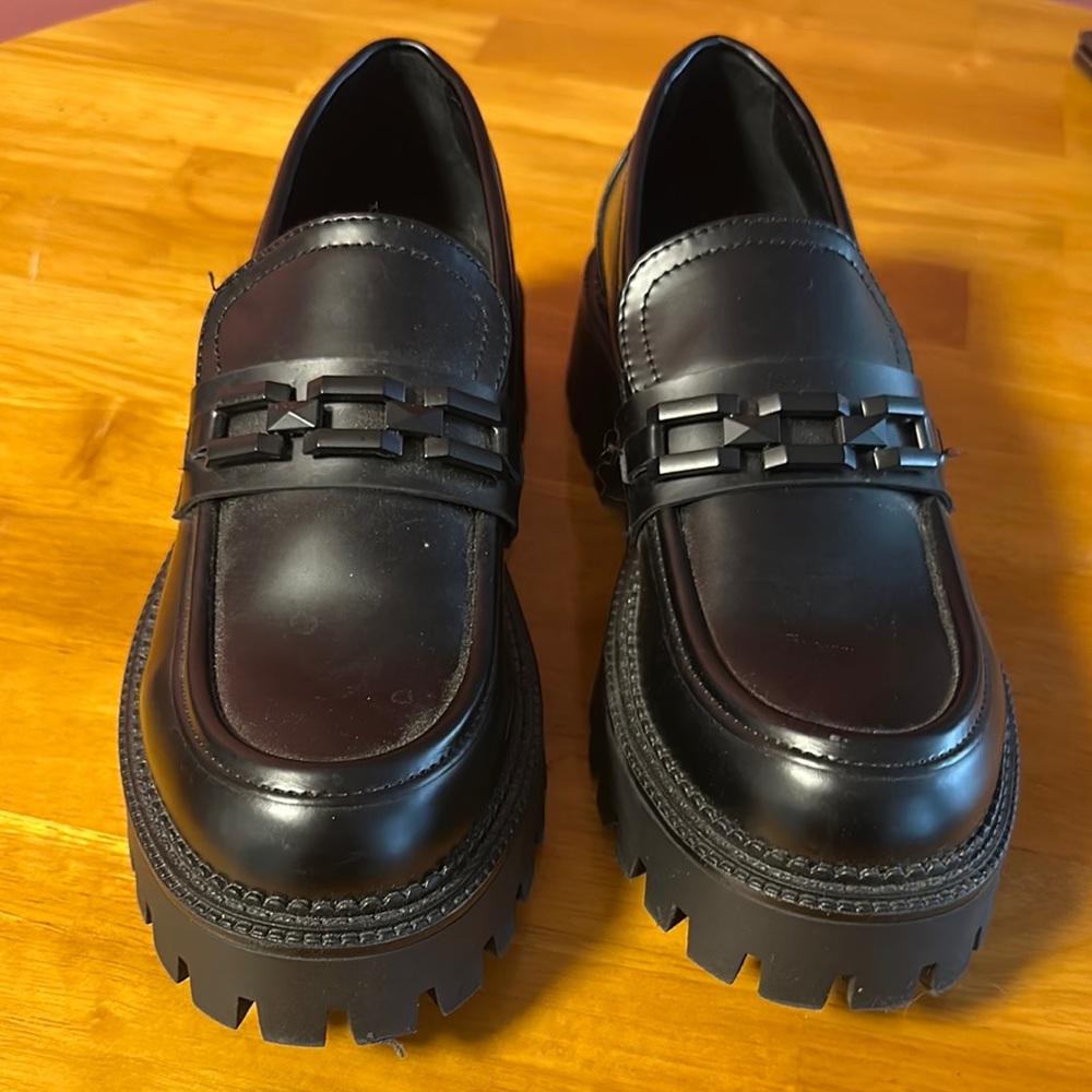 Steve Madden Black Chunky Loafers Slip-Ons